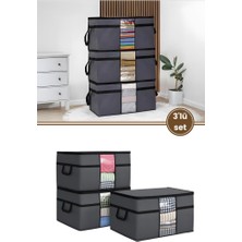 Flora 3’lü Yorgan Hurcu Seti, Yastık Yorgan Kıyafet Giysi Çamaşır Çeyizlik Düzenleyici (70X40CM) 3 Adet