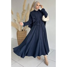 Julude Pelerinli ve Kemerli Ceket Etek Tesettür Ikili Takım P-00018944