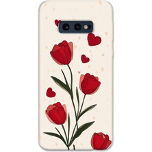 Gramaphone Galaxy S10E Uyumlu Çiçek Desenli Telefon Kılıfı + Ekran Koruyucu - 5789