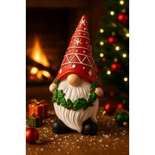 biton  2026 yılbaşı noel cücesi el boyama biblo 21 cm büyük boy – premium yılbaşı koleksiyonluk hediye