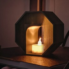 Hivhestin Dekoratif Geometrik LED Mumluk | 3D Yazıcı Baskı Pla Malzeme (10X10X6 Cm)