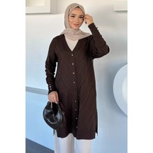 Julude Desenli Ön Düğmeli Tesettür Triko Hırka (M-L-Xl Uyumludur) P-00018882