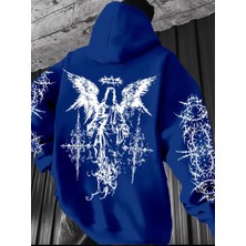 Amor Man Büyük Beden Özel Tasarım Kapüşonlu Gothıc Dikenler Sırt Baskılı Hip Hop Erkek Sweatshırt