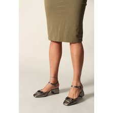 İdil Idil   Platin Kırışık Rugan  Kadın Topuklu