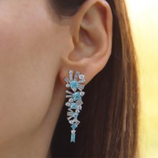 Necati Gün Aquamarine Taşlı Gümüş Küpe