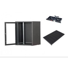 Setrack 19'' 7u 600X600 cm Duvar Tipi Rack Kabinet+ Sabit Raf+2li Fan Modülü