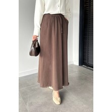 Julude Çift Cepli Bel Lastikli Tesettür Gabardin Etek P-00018923