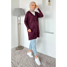 Julude Ön Düğmeli Desenli Tesettür Triko Hırka (M-L-Xl Uyumludur) P-00018881