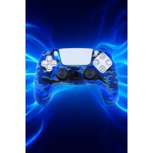 Adagan Teknoloji Ps5 Dualsense Uyumlu Silikon Kol Kılıfı Mavi Kamuflaj Desenli Dayanıklı Malzeme