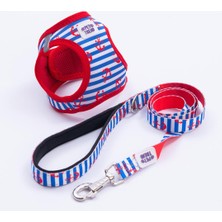 Pettrend Sailor Mates Göğüs Tasması ve Sevk Kayışı Tasma Seti Çapa Kedi Köpek Göğüs Tasması Seti