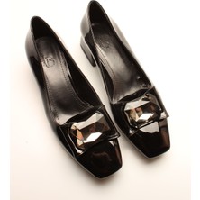 İdil Idil    Siyah Rugan Taşlı Kadın Topuklu