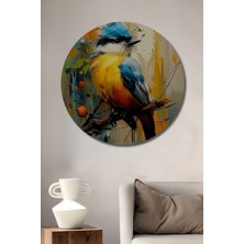 Teona Ahşap Rengarenk Kuş Ahşap Mdf Dekoratif Ev/işyeri Duvar Tablo Yuvarlak Ev/işyeri Duvar Tablo