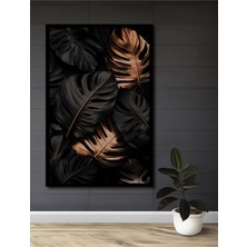 Teona Ahşap Çerçeve Görünümlü Monstera Yaprakları Dekoratif Ahşap Mdf Ev Duvar Tablo Dikdörtgen Ev Duvar Tablo