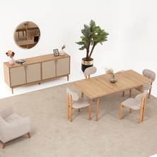 Eymense Norden Modern Yemek Odası Takımı Suntalam Malzeme 165 cm Genişlik 6 Parça