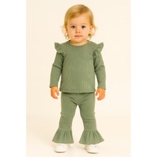 Mini Bambi Triko Takım Alt-Üst Geniş Paça Yeşil