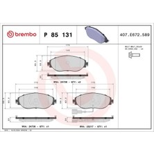 Brembo P85131X On Fren Balatasi 3C0698151E 3C0698151F 3C0698151G
