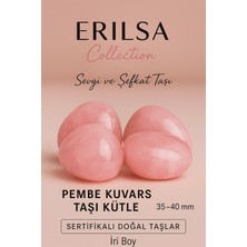 Erilsa Sertifikalı Pembe Kuvars Taşı Kütle 35–40 mm Iri Boy – Sevgi ve Şefkat Taşı • Doğal Taş