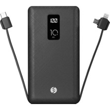 Binbir Göz Bilgisayar S-Link IP-T100C 10000MAH Lightning+Micro+Type C Kablolu Powerbank Siyah Lcdli