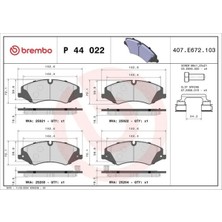 Brembo P44022 On Fren Balatasi 614123463 LR021253 LR026220