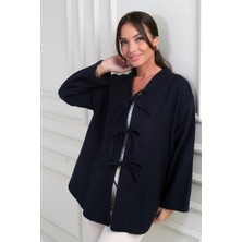 By Saygı Kadın Önü Bağcıklı 3 Iplik Kaşe Hırka