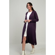 By Saygı Kadın Kolları Düğme Detaylı Cepli Yanları Yırtmaaçlı Uzun Hırka