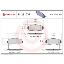 Brembo P28034 On Fren Balatasi 06450S0KJ01 06450S0KJ02 06450S3NJ00