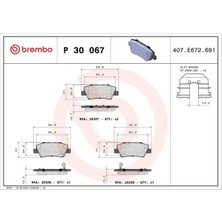 Brembo P30067 Arka Fren Balatasi 128421336 48413350B0 48413370D0