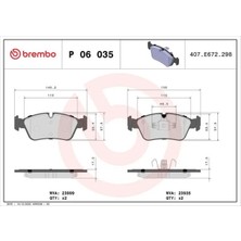 Brembo P06035 On Fren Balatasi 34112288849 34112288851 34116767147