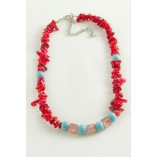 Bijuteri Net Mercan Necef Kırık Doğaltaş Kolye