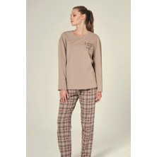 Morro Ekose Altlı Uzun Kollu Rahat Kadın Pijama Takımı