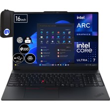 Lenovo Thinkpad E16 Gen 3 21SR006RTXEP5 Ultra 7-255H 24GB Ram 1tb SSD Intel Arc 140T WIN11 Pro 16" Wuxga + Elektropasaj Çanta
