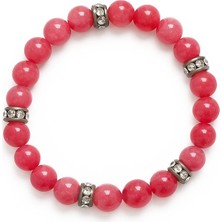 Chavin Lastikli Doğal Pembe Kuvars Taşlı Erkek Bileklik EY36