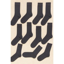 QKK Erkek 12'li Düz Erkek Pamuklu Çorap Seti