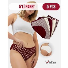 Alya Underwear Pamuklu Kadın Külot Slip Empirme Baskılı Yüksek Bel Iç Çamaşırı - 5'li Paket, L