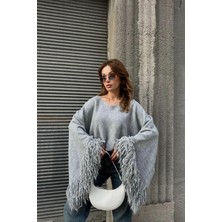 Nisan Kadın Püsküllü Triko Kazak Gri