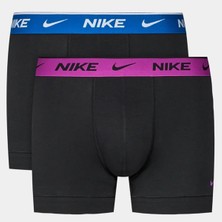 Nike Dri Fit Ultra Stretch 2 Pack Micro 2 Li Paket Kısa Boxer Siyah 2 Renk Bantlı