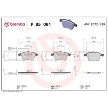 Brembo P85081 On Fren Balatasi 7H0698151 7H0698151D 7H0698151F