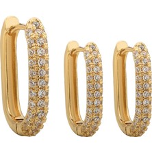 Cal's Gold Taşlı Üçlü Küpe