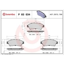Brembo P83034 On Fren Balatasi 0446502020 0446505010 0446506010