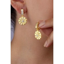 Gümüş Pazarım Altın Kaplama Özel Tasarım 925 Ayar Gümüş Küpe