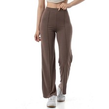 Butik İncebelli Kadın Pike Modal Kumaş Pantolon Kahverengi