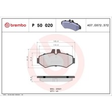 Brembo P50020 Arka Fren Balatasi 05103557AA 05139260AA 2D0698451B
