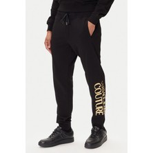 Versace Erkek Regular Fit Altın Rengi Varak Logolu Eşofman Altı - Siyah/gold