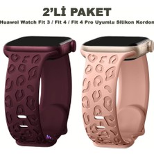 Dexmon Huawei Watch Fit 3 / Fit 4 / Fit 4 Pro Uyumlu Leopar Desenli 2’li Silikon Kordon Seti