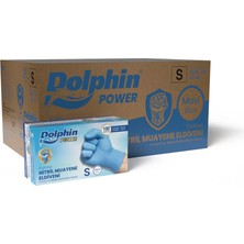 Dolphin Nitril Muayene Eldiveni Pudrasız Kalın Mavi S Beden 100 Adet x 20 Paket-Koli