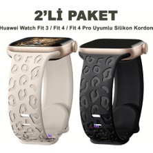 Dexmon Huawei Watch Fit 3 / Fit 4 / Fit 4 Pro Uyumlu Leopar Desenli 2’li Silikon Kordon Seti