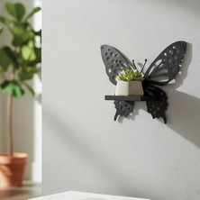 Decorelax Kelebek Temalı Duvar Rafı Mumluk Model 1 Siyah