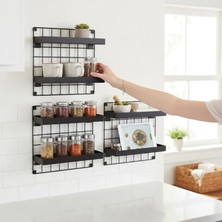 Decorelax 3'lü 33X33 Dekoratif Hasır Tel Duvar Paneli 6 Raflı Siyah