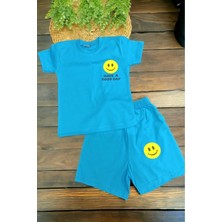 Dinamik çocuk Unısex Çocuk Gülenyüz Baskılı Alt Üst 2li Takım Yazlık Ince