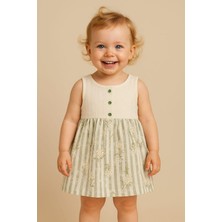 Dinamik çocuk Kız Bebek/çocuk Kolsuz Yazlık Müslin Elbise Altı Kabartma Işlemeli Düğmeli Vintage 3-6-9-12-18-24AY